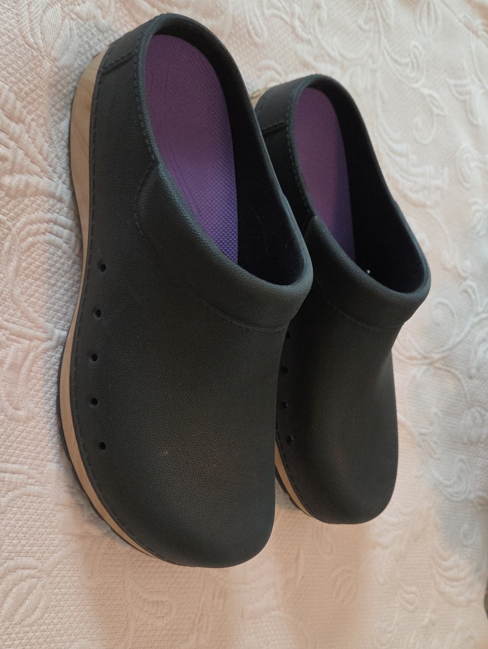 DANSKO Women’s Black Slip-On Clog with Purple Insole